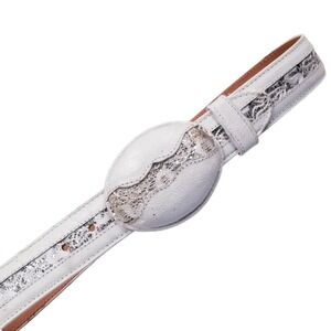 El General western wear Belt‎ White Leather sparkling glitter southwestern sz 34